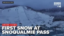 DRONE VIEWS: First snow at Snoqualmie Pass in western Washington