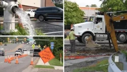Water main break on Gaskins Road leads to flooded parking lots, closes lanes until next week