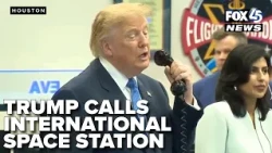 President Donald Trump calls the International Space Station from NASA's Johnson Space Center