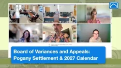 Board of Variances and Appeals: Pogany Settlement & 2027 Calendar
