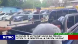 ACCIDENTE DE MOTOCICLETA DEJA UNA PERSONA HERIDA EN LA CARRETERA A LA CULEBRA, SOLEDAD