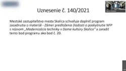 Záznam zasadnutia Mestského zastupiteľstva v Skalici 13.10.2021