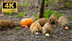 CAT TV 4K🐾 Cute Hyraxes & Wild Animals in Autumn Forest