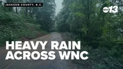 Heavy rainfall in western North Carolina downs trees, floods roads