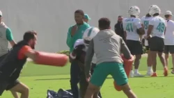 Miami Dolphins practice for their preseason finale game featuring a familiar face