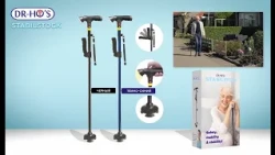 StabilStick - Stable walking cane with double handle, LED & 4-point base for safety