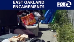 Encampments cover sidewalks in East Oakland, leaving school kids to walk in the street | KTVU