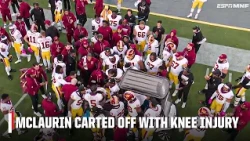 Terry McLaurin carted off after apparent knee injury on MNF | NFL on ESPN