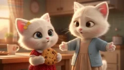 Cute little cat "Muffin" makes cake for her mom...