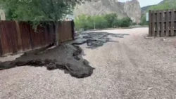 Debris flows from Cottonwood Fire burn scar onto Piute County business