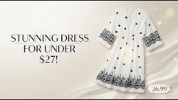 La Marey White & Black Embroidered 3/4 Sleeve Dress Cover-up