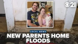 Family's home flooded in storms hours after welcoming newborn