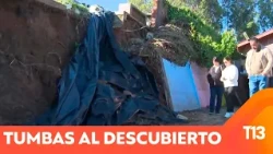 Landslide leaves graves exposed in Lota