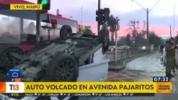 Accidente de tránsito: conductor termina volcado en Maipú