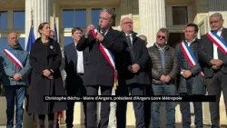 Hundreds of people from Angers gathered to protest the violence of October 17th.