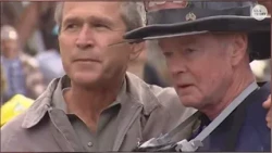 After 9/11, George W. Bush bullhorn speech at Ground Zero unified nation in 2001 address after tour