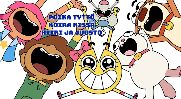 Poika, tyttö, koira, kissa, hiiri ja juusto