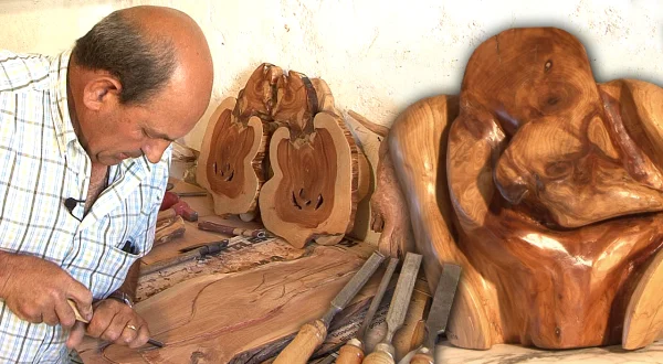 Raíces muertas del árbol de la sabina para crear "vida". Arte con la naturaleza y mucha imaginación