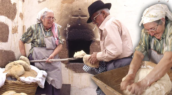 Pan artesanal. Elaboración casera de este alimento en un horno de leña tradicional