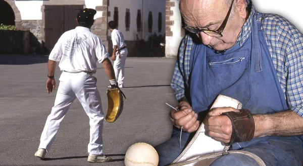 Guante de cuero artesanal para jugar a la tradicional pelota vasca o laxoa. Confección paso a paso