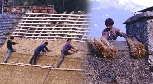 El duro oficio de techador y la construcción de un tejado de paja de centeno