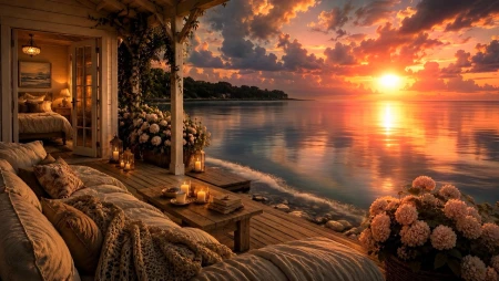Moonlit Ocean Waves - Cozy Seaside Porch