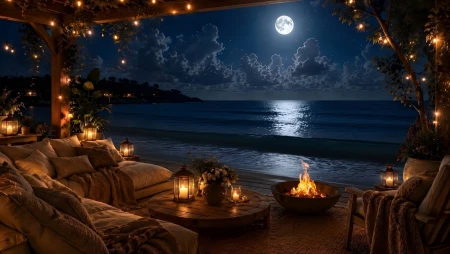 Moonlit Ocean Waves - Cozy Seaside Porch